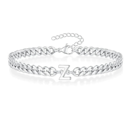 Personalized Initial Cuban Chain Bracelet for Couples
