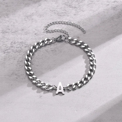 Personalized Initial Cuban Chain Bracelet for Couples