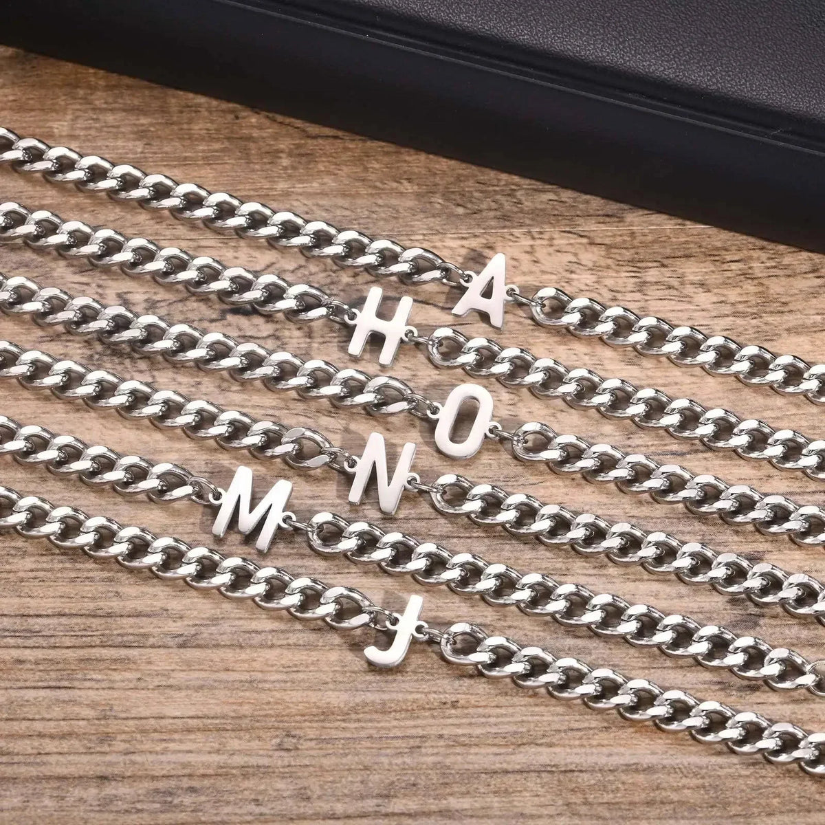 Personalized Initial Cuban Chain Bracelet for Couples