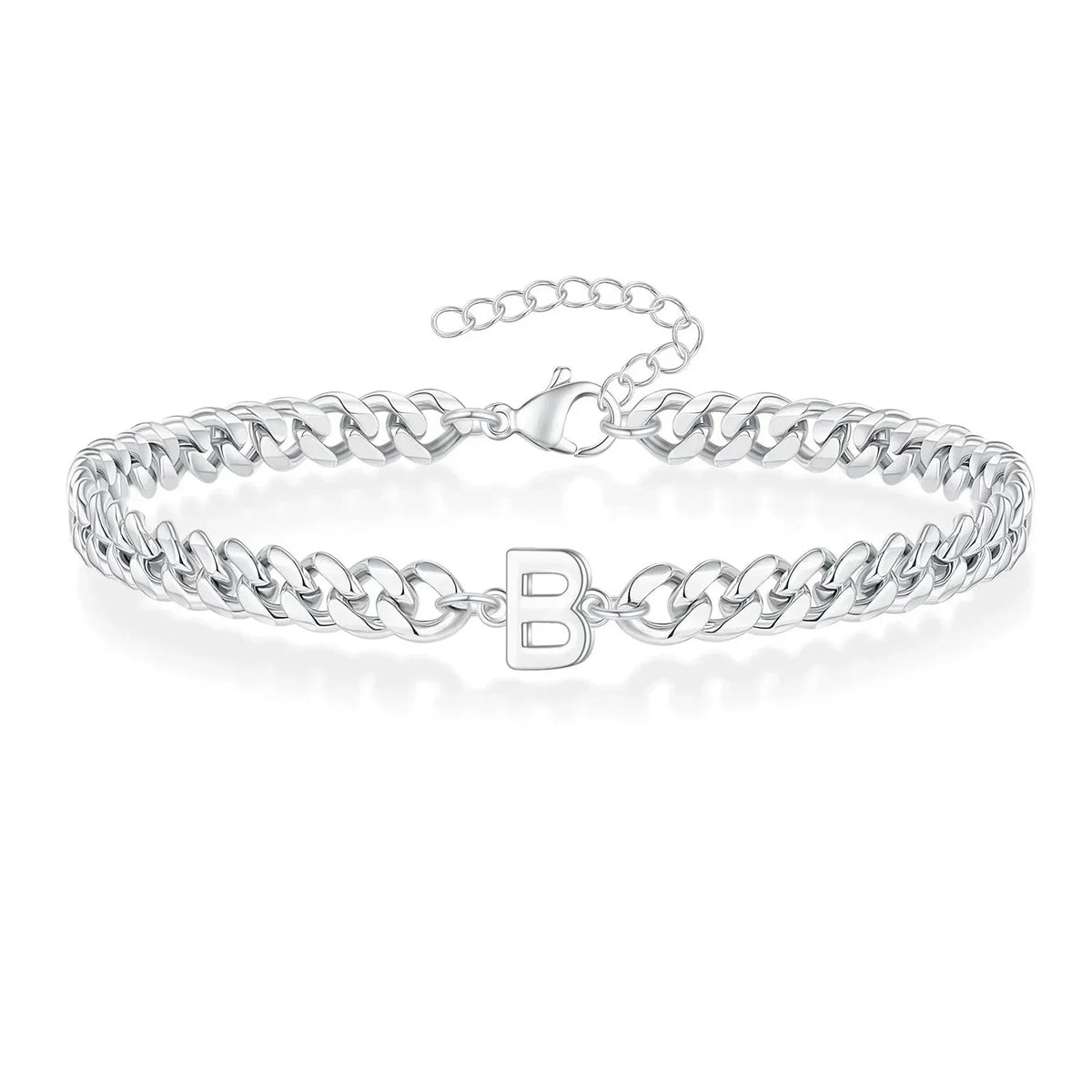 Personalized Initial Cuban Chain Bracelet for Couples
