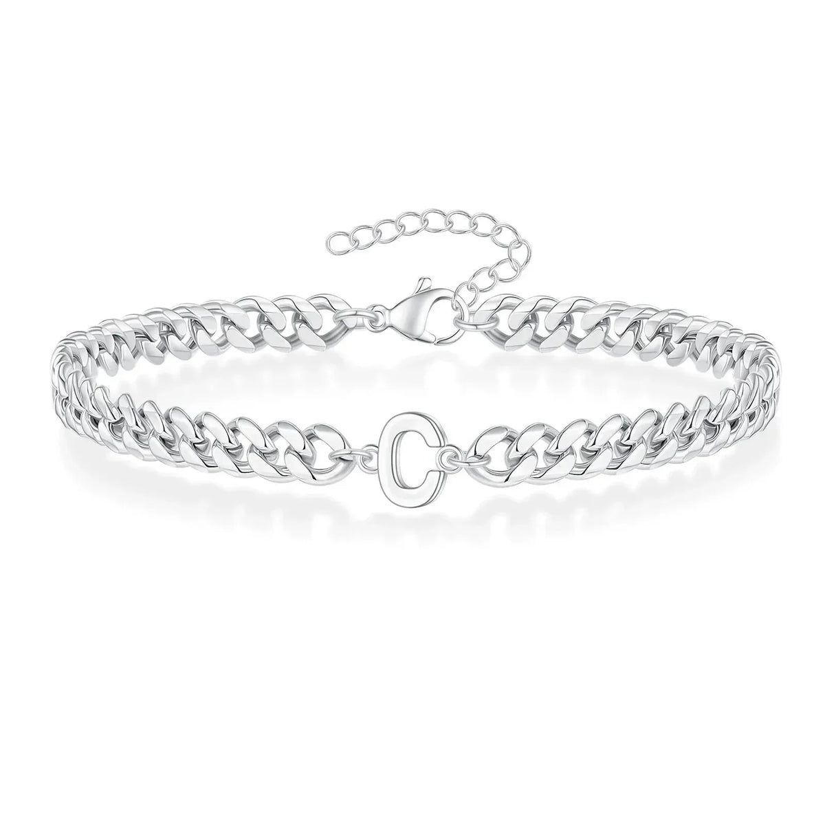 Personalized Initial Cuban Chain Bracelet for Couples