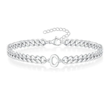 Personalized Initial Cuban Chain Bracelet for Couples