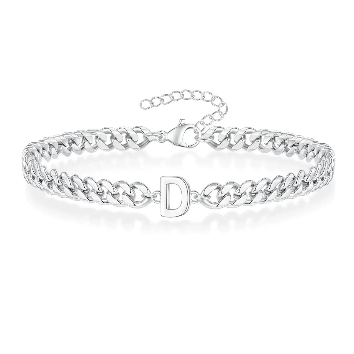 Personalized Initial Cuban Chain Bracelet for Couples