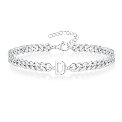 Personalized Initial Cuban Chain Bracelet for Couples