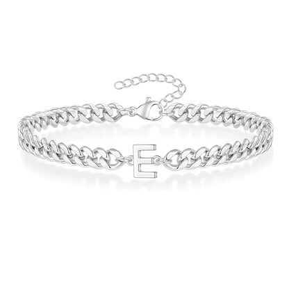 Personalized Initial Cuban Chain Bracelet for Couples