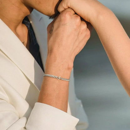 Personalized Initial Cuban Chain Bracelet for Couples