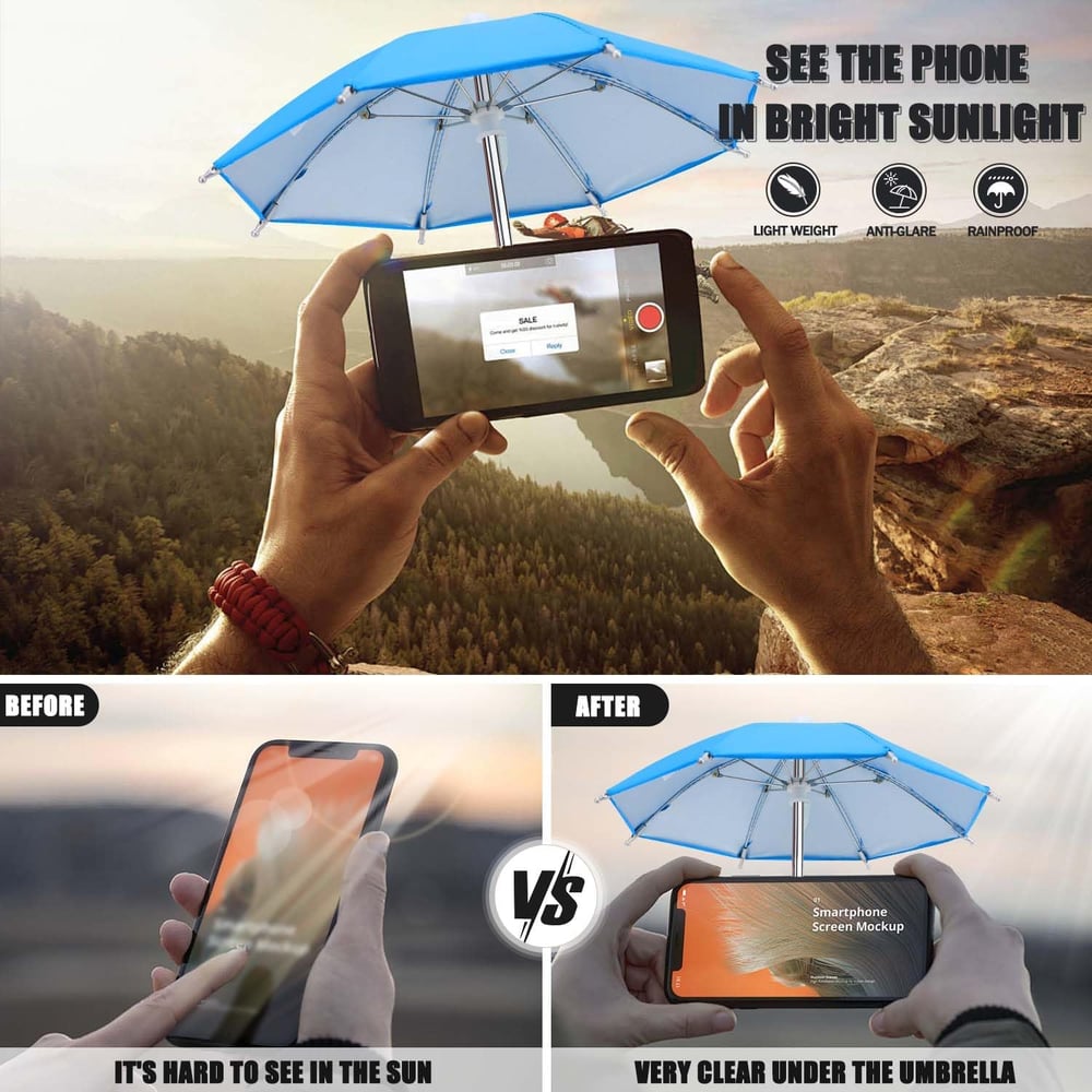 Phone Umbrella Sunshade with Suction Cup Holder