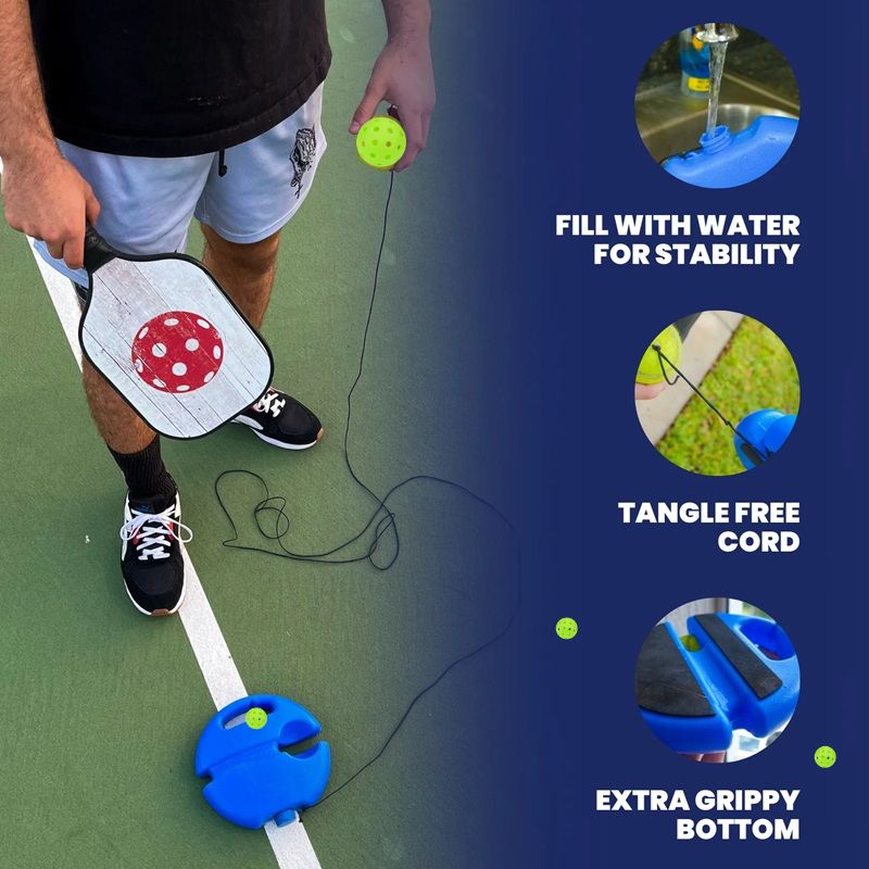Pickleball Rebound Trainer with Luminous Balls and Weighted Base