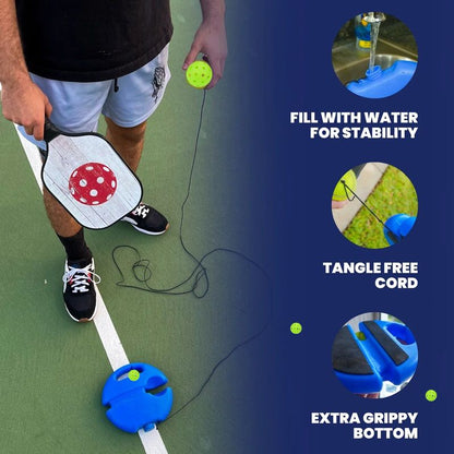 Pickleball Rebound Trainer with Luminous Balls and Weighted Base