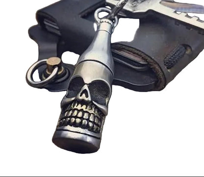 Piston Skull Keychain with Bottle Opener and Flashlight