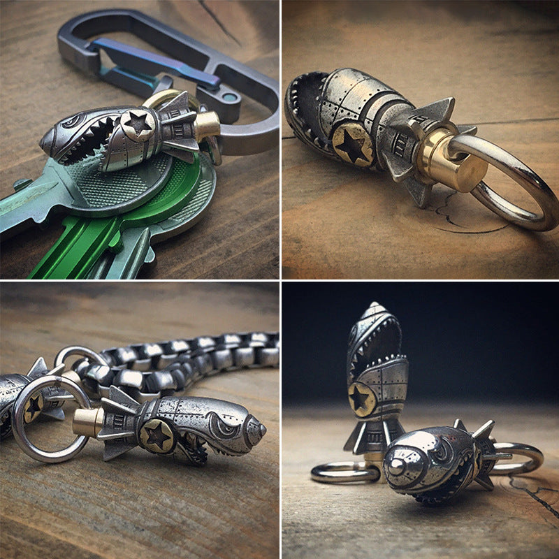 Piston Skull Keychain with Bottle Opener and Flashlight