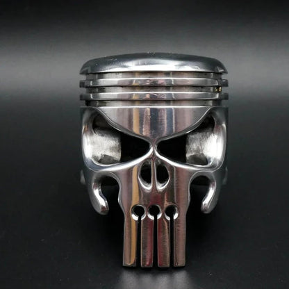 Piston Skull Keychain with Bottle Opener and Flashlight