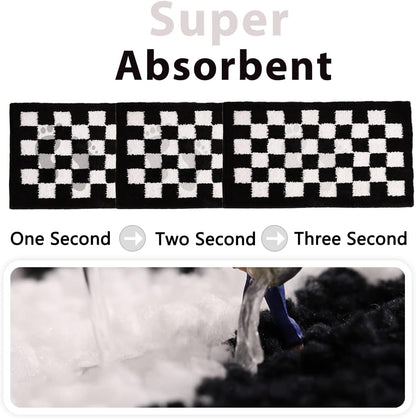 Plush Checkered Microfiber Bath Mat