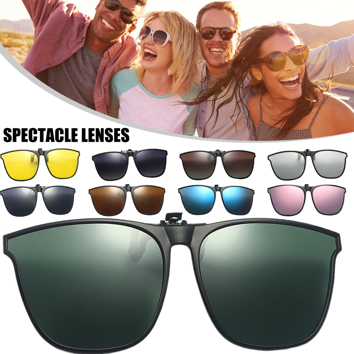Polarized Flip Up Clip On Sunglasses for Eyeglasses