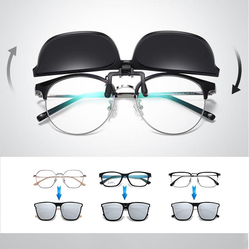 Polarized Flip Up Clip On Sunglasses for Glasses