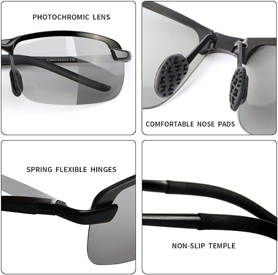 Polarized Photochromic Sunglasses for Day and Night