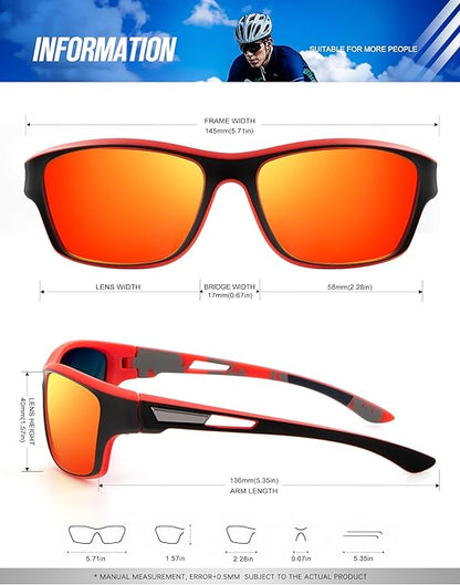 Polarized UV400 Wraparound Sports Sunglasses for Cycling Running and Outdoor Activities
