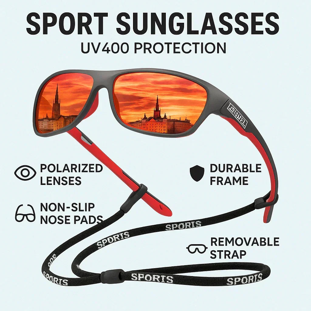 Polarized UV400 Wraparound Sports Sunglasses for Cycling Running and Outdoor Activities