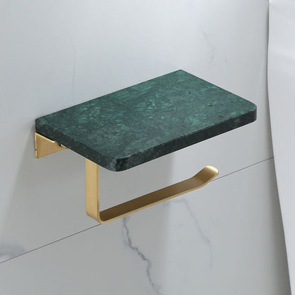 Polished Brass Bathroom Hardware Set with Marble Accent