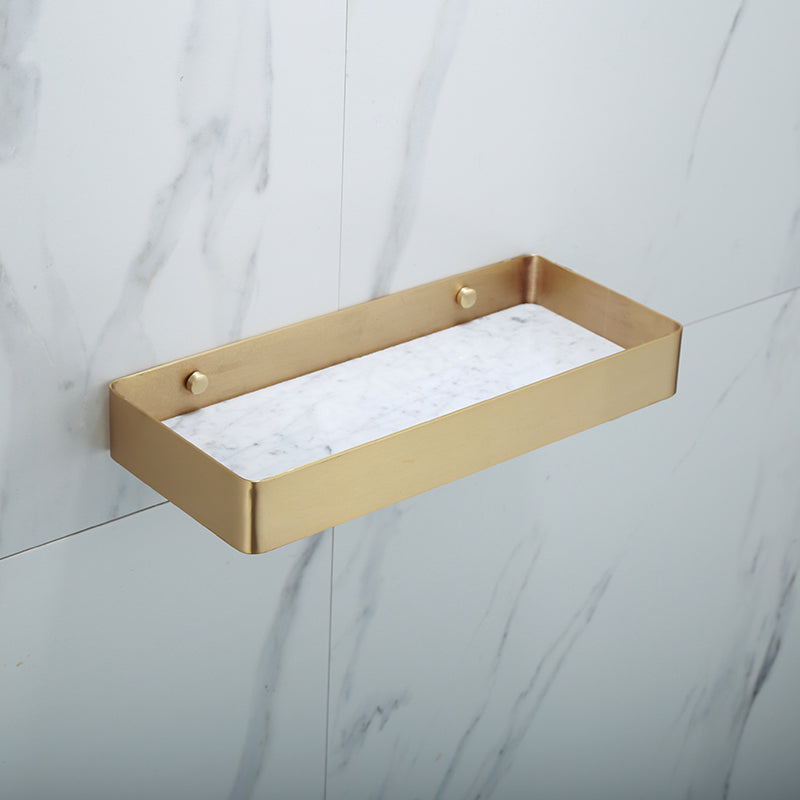Polished Brass Bathroom Hardware Set with Marble Accent