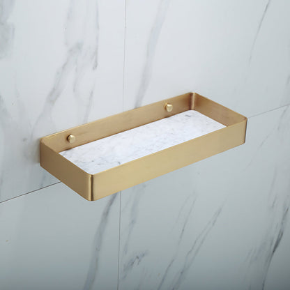 Polished Brass Bathroom Hardware Set with Marble Accent
