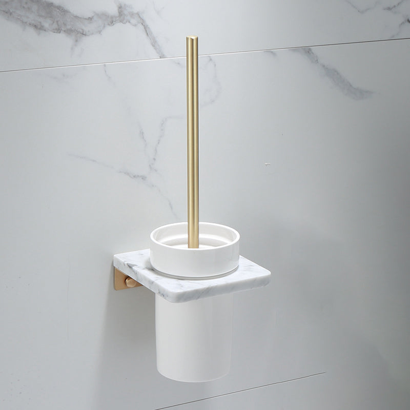 Polished Brass Bathroom Hardware Set with Marble Accent