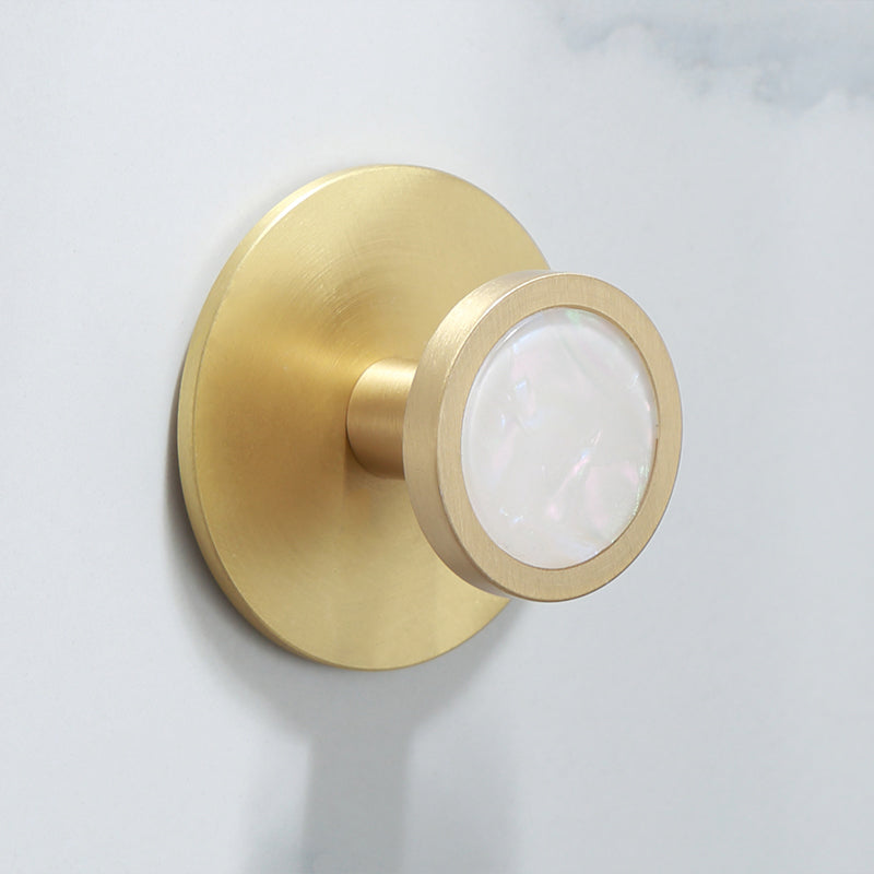 Polished Brass Bathroom Hardware Set with Marble Accent