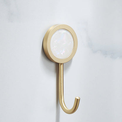 Polished Brass Bathroom Hardware Set with Marble Accent