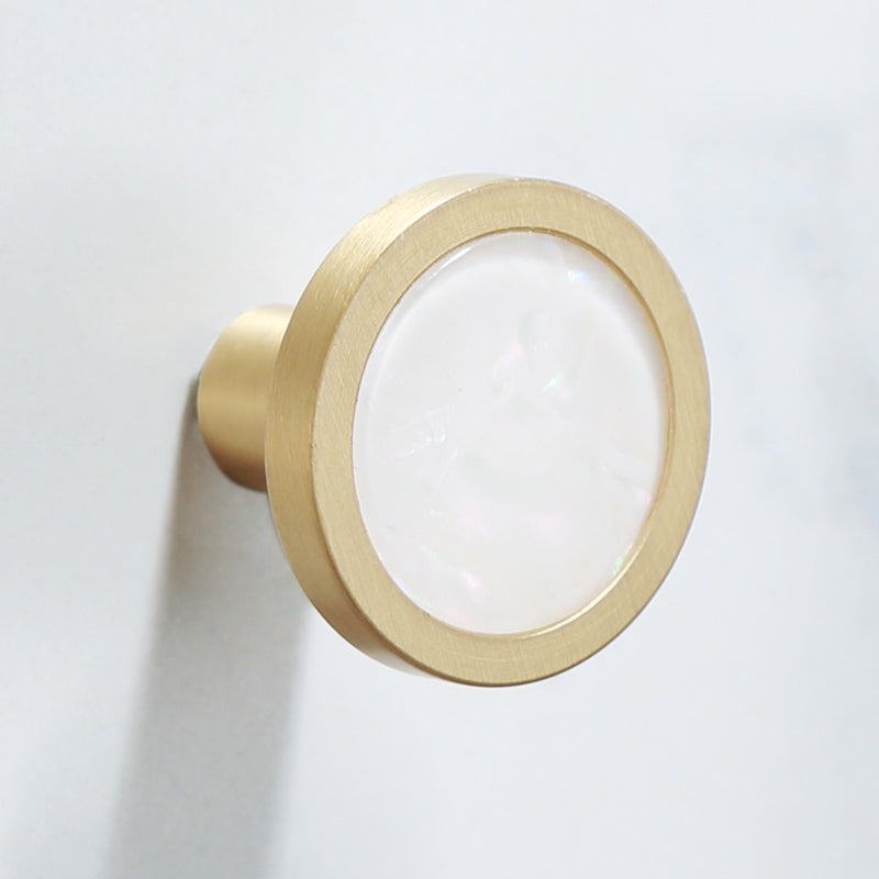 Polished Brass Bathroom Hardware Set with Marble Accent