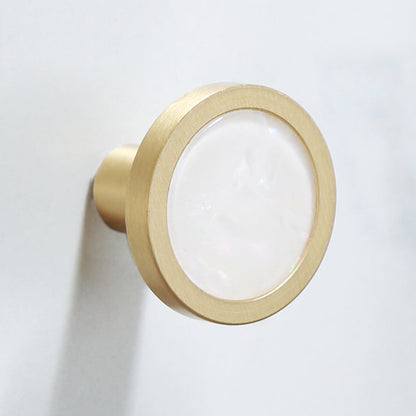 Polished Brass Bathroom Hardware Set with Marble Accent