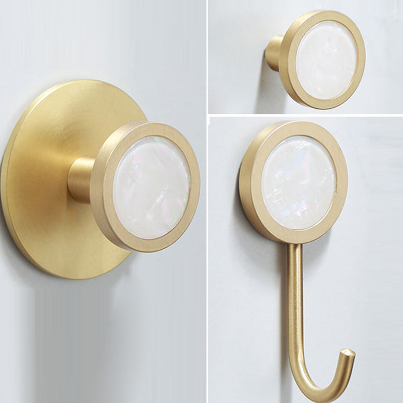 Polished Brass Bathroom Hardware Set with Marble Accent