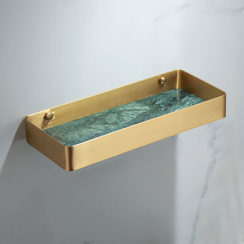 Polished Brass Bathroom Hardware Set with Marble Accent