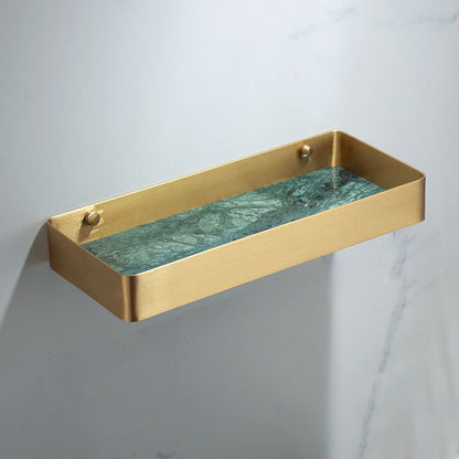 Polished Brass Bathroom Hardware Set with Marble Accent
