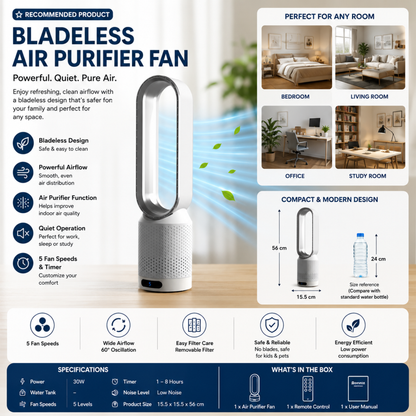 Portable 3 in 1 Air Cooler with UV Purification Ioniser and 6L Water Tank