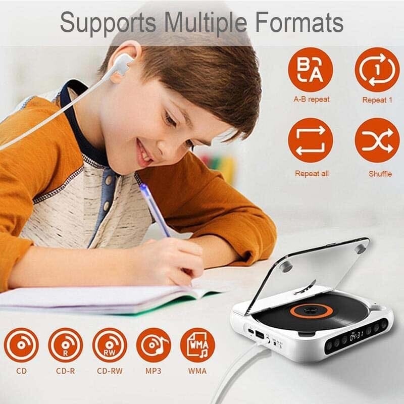 Portable Bluetooth CD Player with Rechargeable Battery