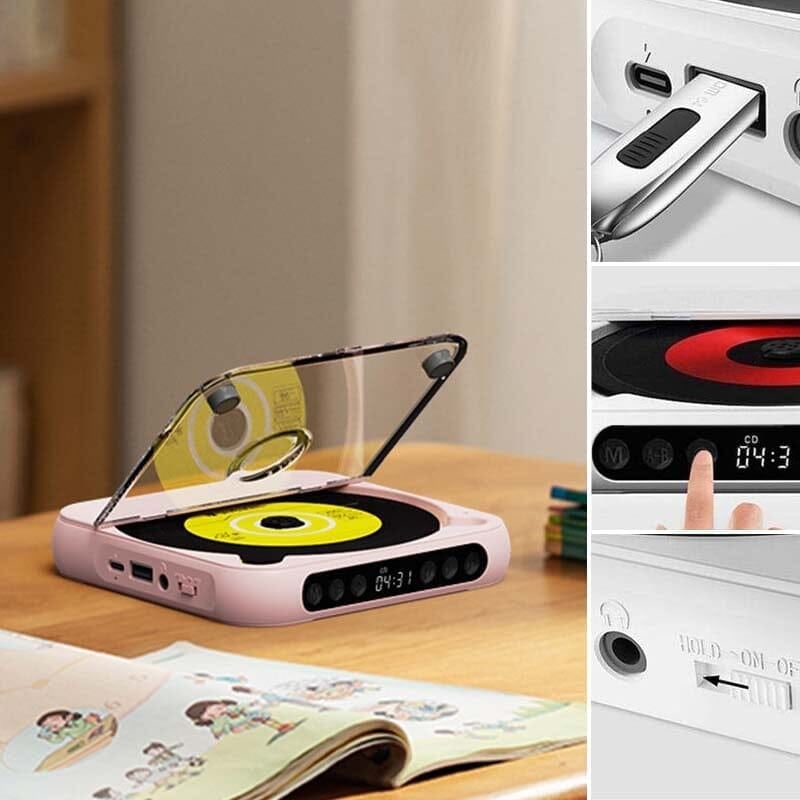 Portable Bluetooth CD Player with Rechargeable Battery