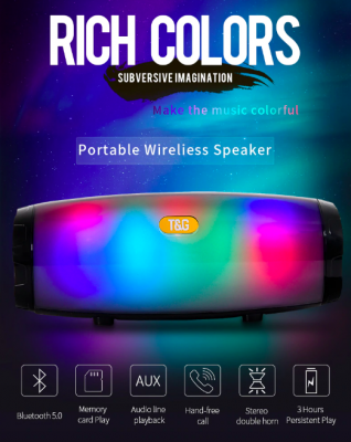 Portable Bluetooth LED Speaker with FM Radio USB SD Card and AUX