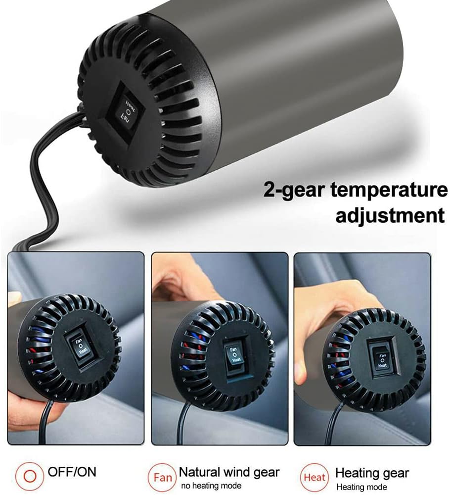 Portable Car Heater Fan with Cup Holder Design and 360 Degree Plug