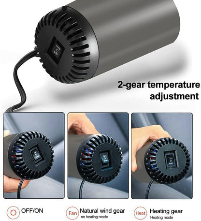 Portable Car Heater Fan with Cup Holder Design and 360 Degree Plug