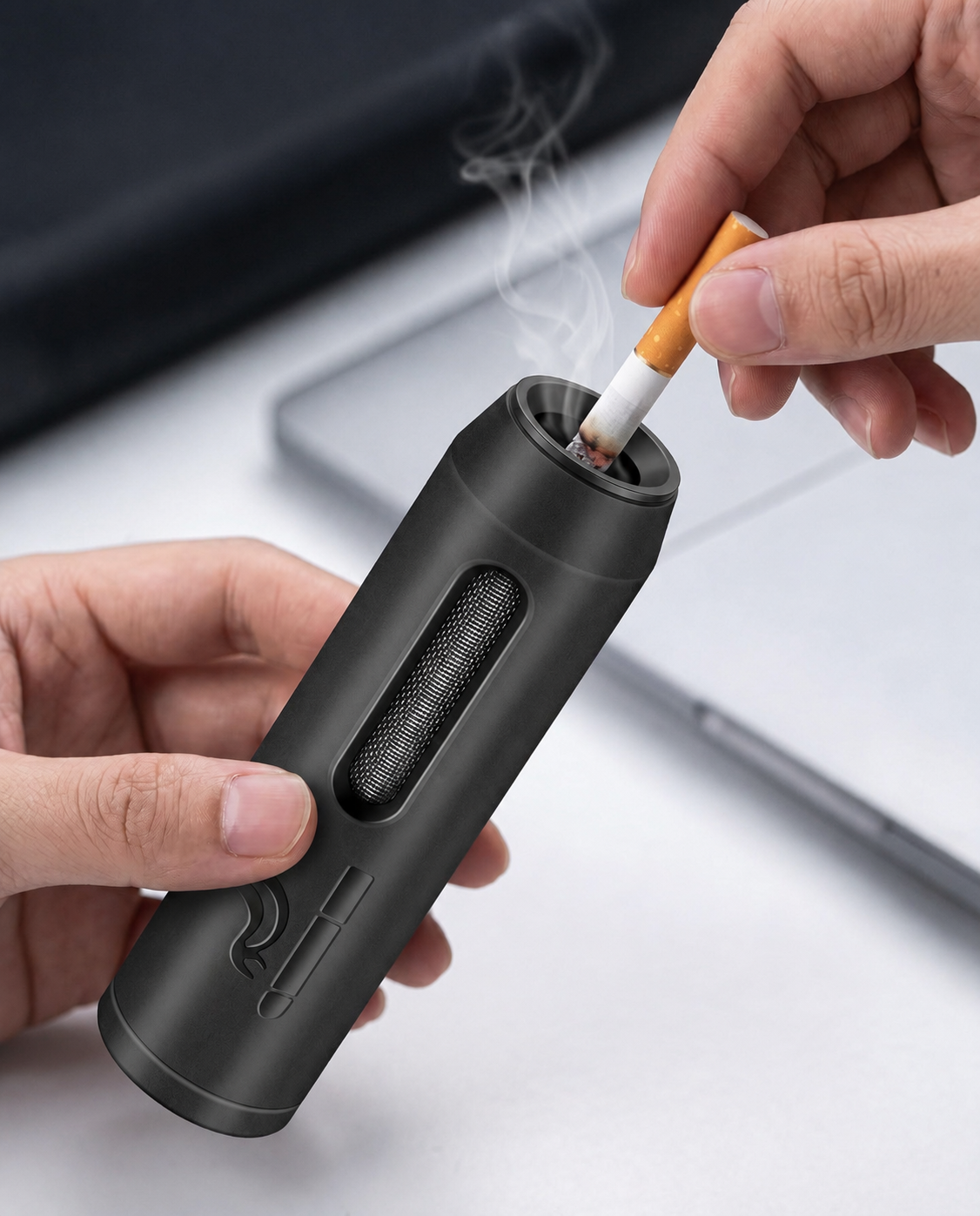 Portable Cigarette Ash Holder with Silicone Ports