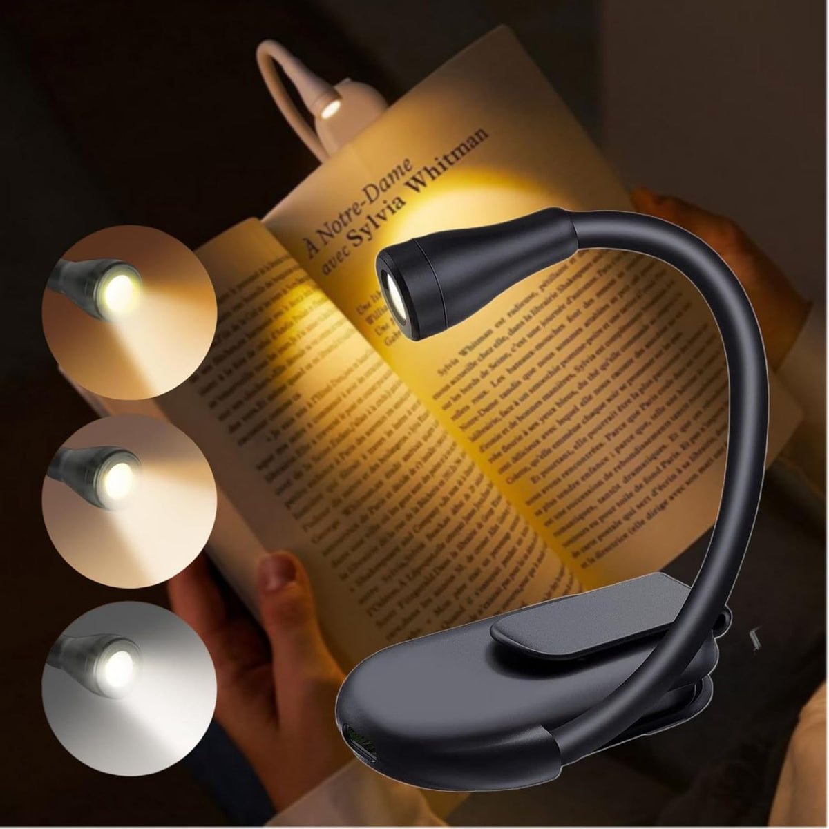 Portable Clip On LED Book Light USB Rechargeable