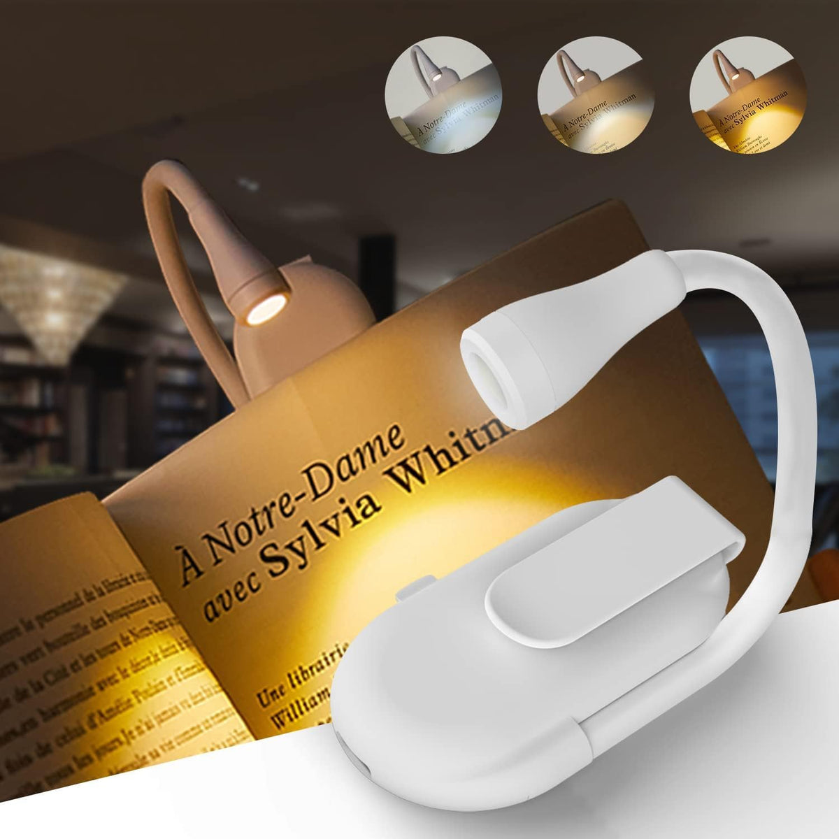 Portable Clip On LED Book Light USB Rechargeable