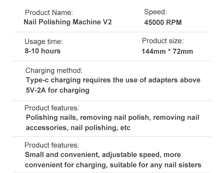 Portable Electric Nail File 45000RPM Rechargeable Low Noise Manicure Drill