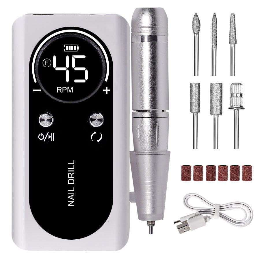 Portable Electric Nail File 45000RPM Rechargeable Low Noise Manicure Drill