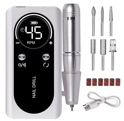 Portable Electric Nail File 45000RPM Rechargeable Low Noise Manicure Drill