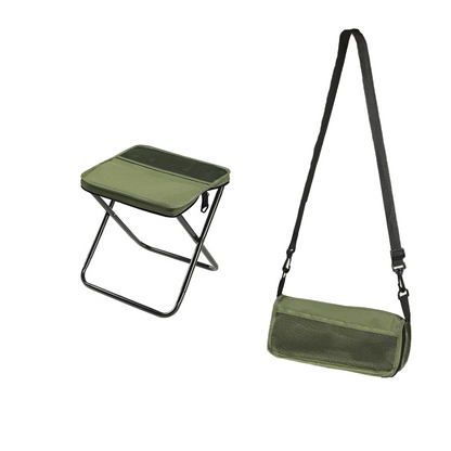 Portable Foldable Backpack Stool Lightweight Outdoor Seat with Storage Pockets