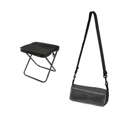 Portable Foldable Backpack Stool Lightweight Outdoor Seat with Storage Pockets