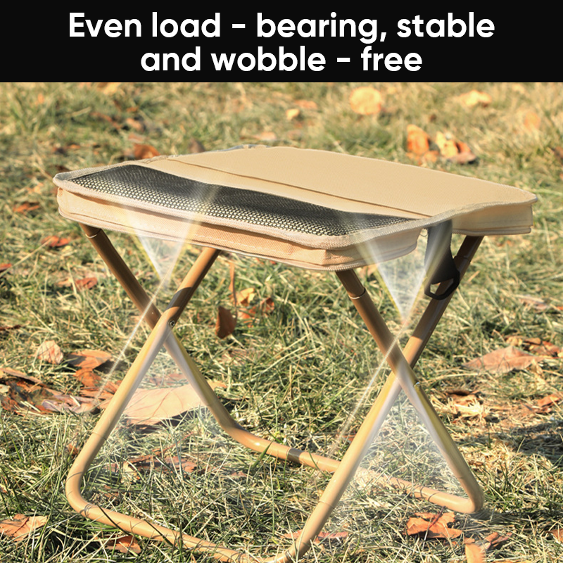 Portable Foldable Backpack Stool Lightweight Outdoor Seat with Storage Pockets