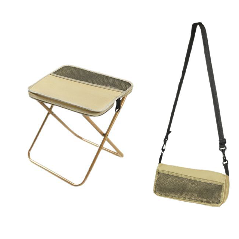 Portable Foldable Backpack Stool Lightweight Outdoor Seat with Storage Pockets
