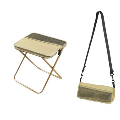 Portable Foldable Backpack Stool Lightweight Outdoor Seat with Storage Pockets